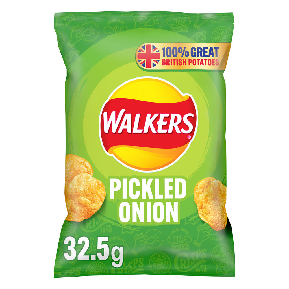 Walkers Pickled Onion Crisps 32.5g (Box of 32)