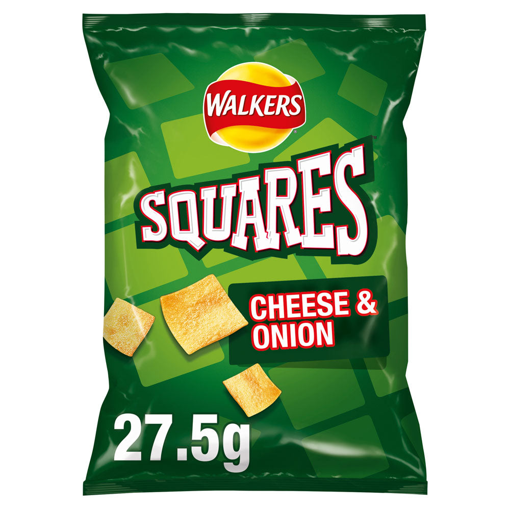 Walkers Squares Cheese & Onion Crisps 27.5g (Box of 32)