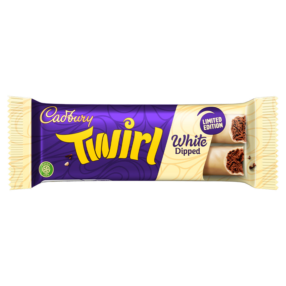 Cadbury White Dipped Twirl Bars - 43g (Box of 48) BEST BEFORE - 24/11/25