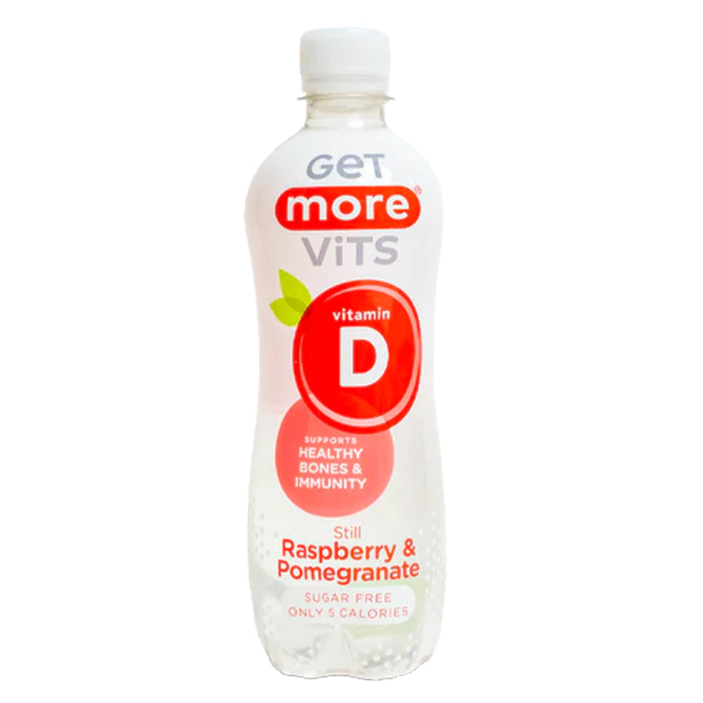 Get More Vits - Vitamin D Raspberry & Pomegranate Still 500ml (12 Pack)