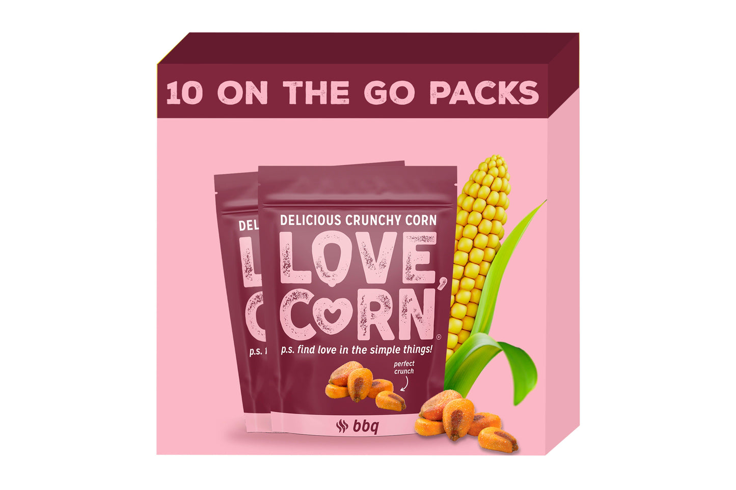 Love Corn Smoked BBQ Crunchy Corn 45g - 10 Pack