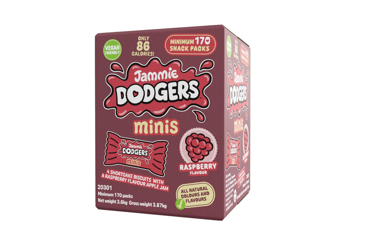 Jammie Dodgers Mini Bulk Box - Individually Wrapped Biscuit Portion Packs (4 Biscuits) 20g- (Box of 170)
