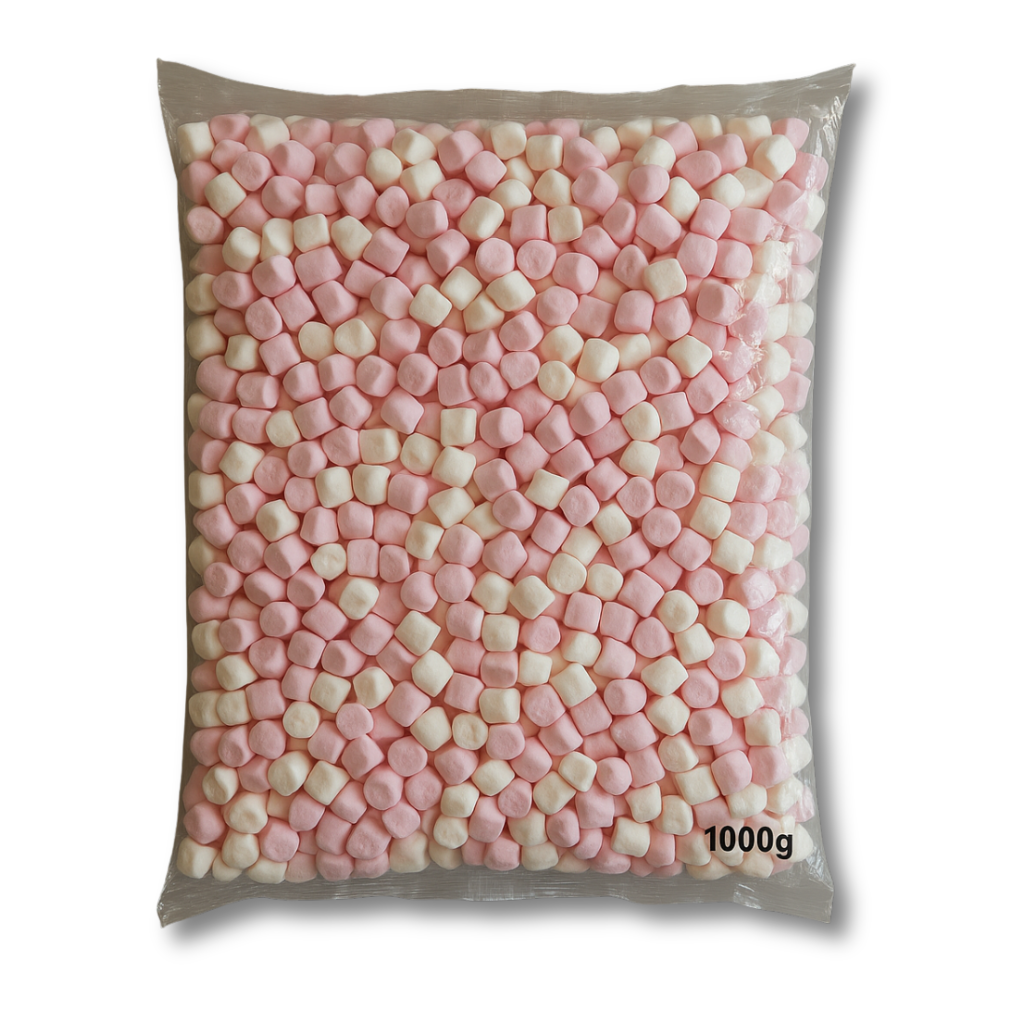 Mini Pink & White Marshmallows – 1kg Bulk Bag