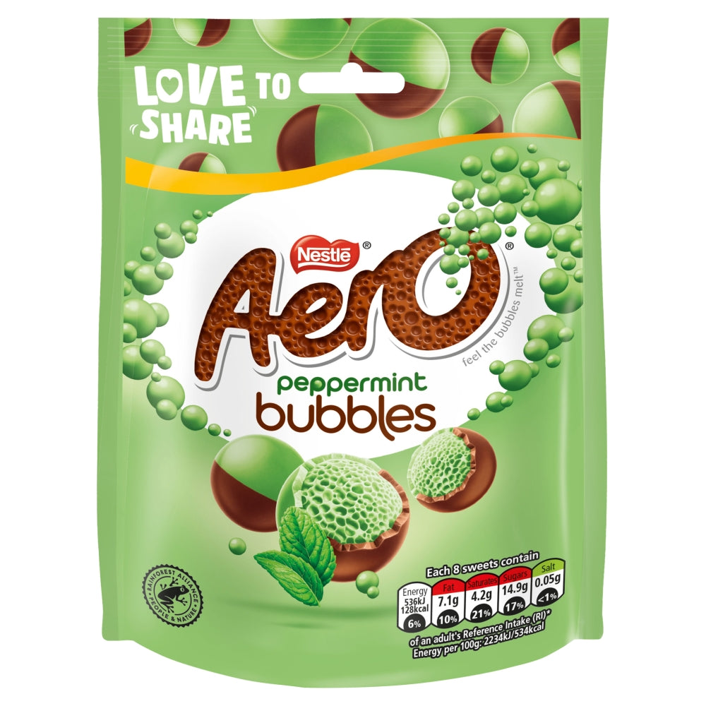 Nestle Aero Peppermint Bubbles Sharing Pouch Bag - 92g (Pack of 8)
