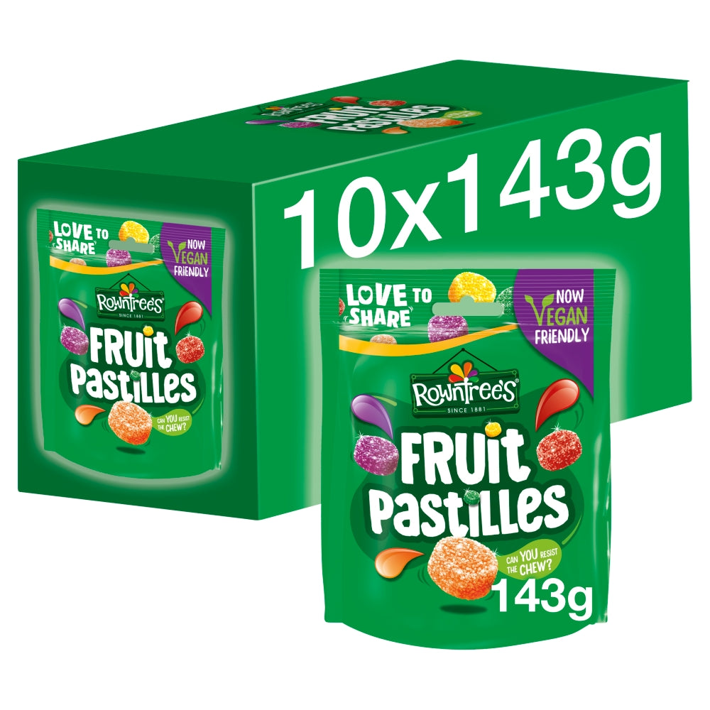 Rowntrees Fruit Pastilles Sharing Pouch Bag - 143g (Pack of 10)