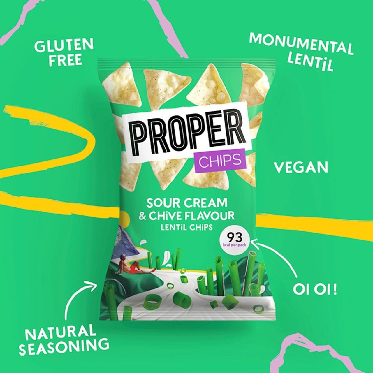 Proper Chips Sour Cream & Chive - Gluten Free & Vegan 20g (Box Of 24)
