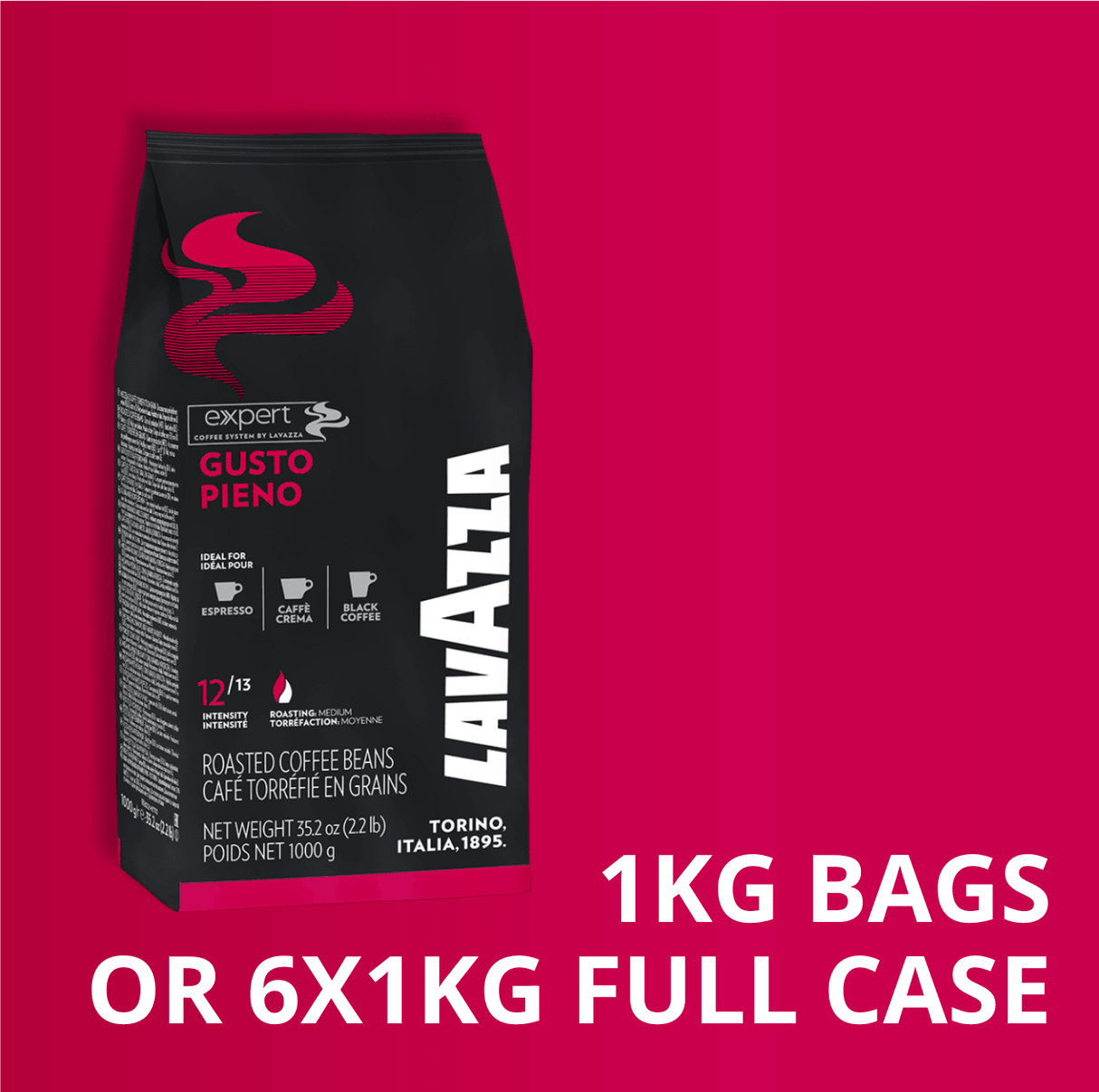 Lavazza Expert Gusto Pieno Coffee Beans (1kg Bags or Full Case) - Vending Superstore