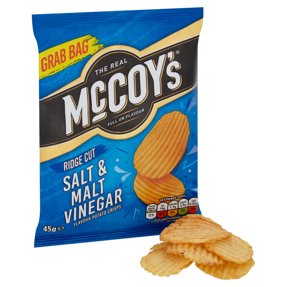 McCoy's Ridge Cut Salt & Vinegar Crisps 45g - Box of 36