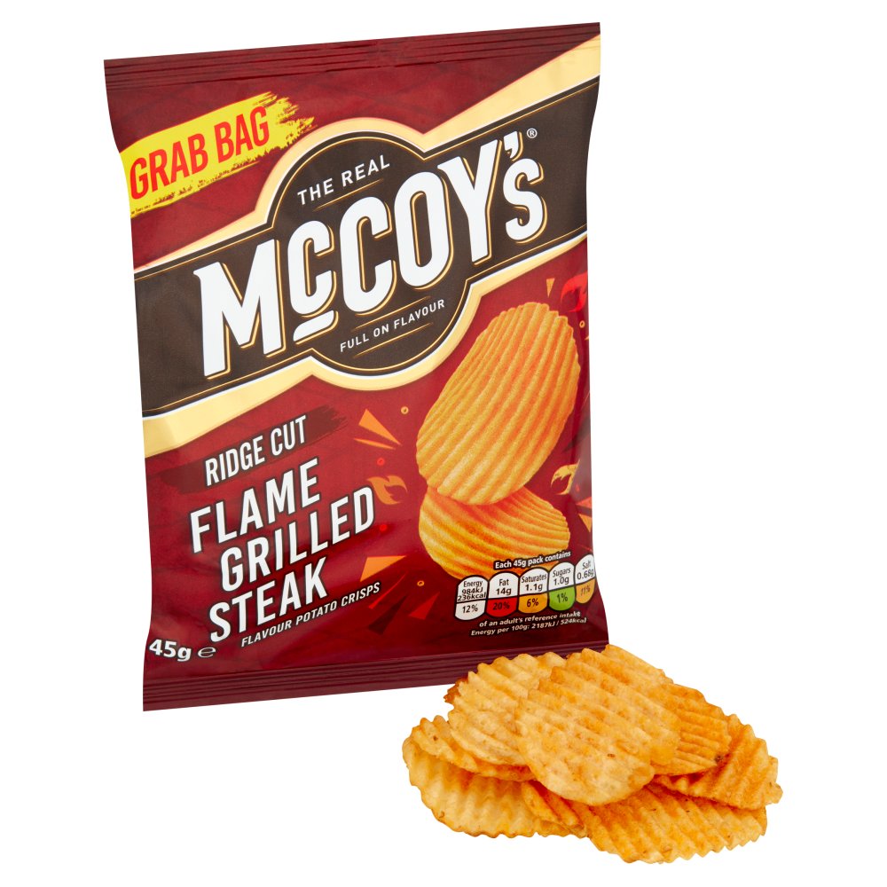 McCoy's Ridge Cut Flame Grilled Steak Crisps 45g - Box of 36