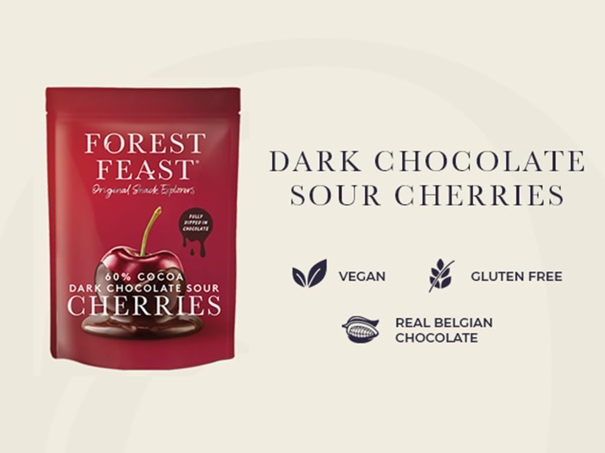 Forest Feast 60% Dark Chocolate Sour Cherries – 40g (Pack of 12) BEST BEFORE 02/26