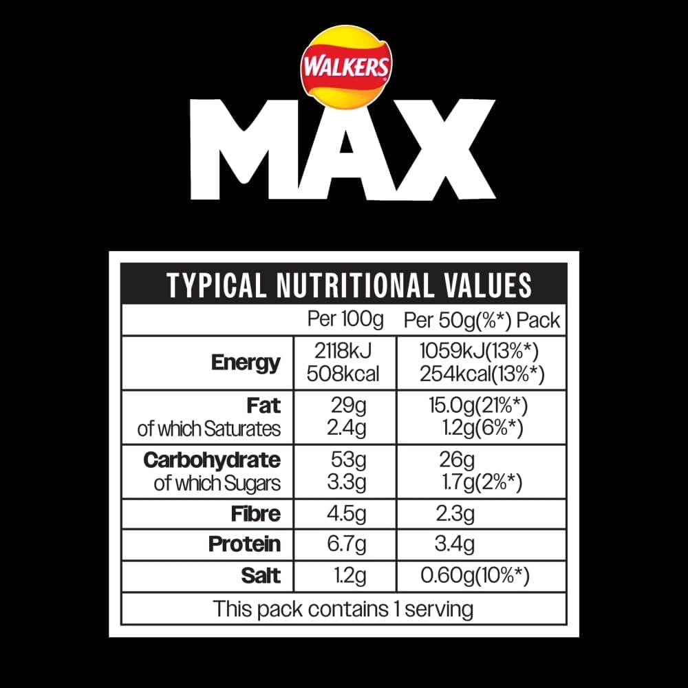 Walkers Max Punchy Paprika Crisps 50g - (Box of 24)