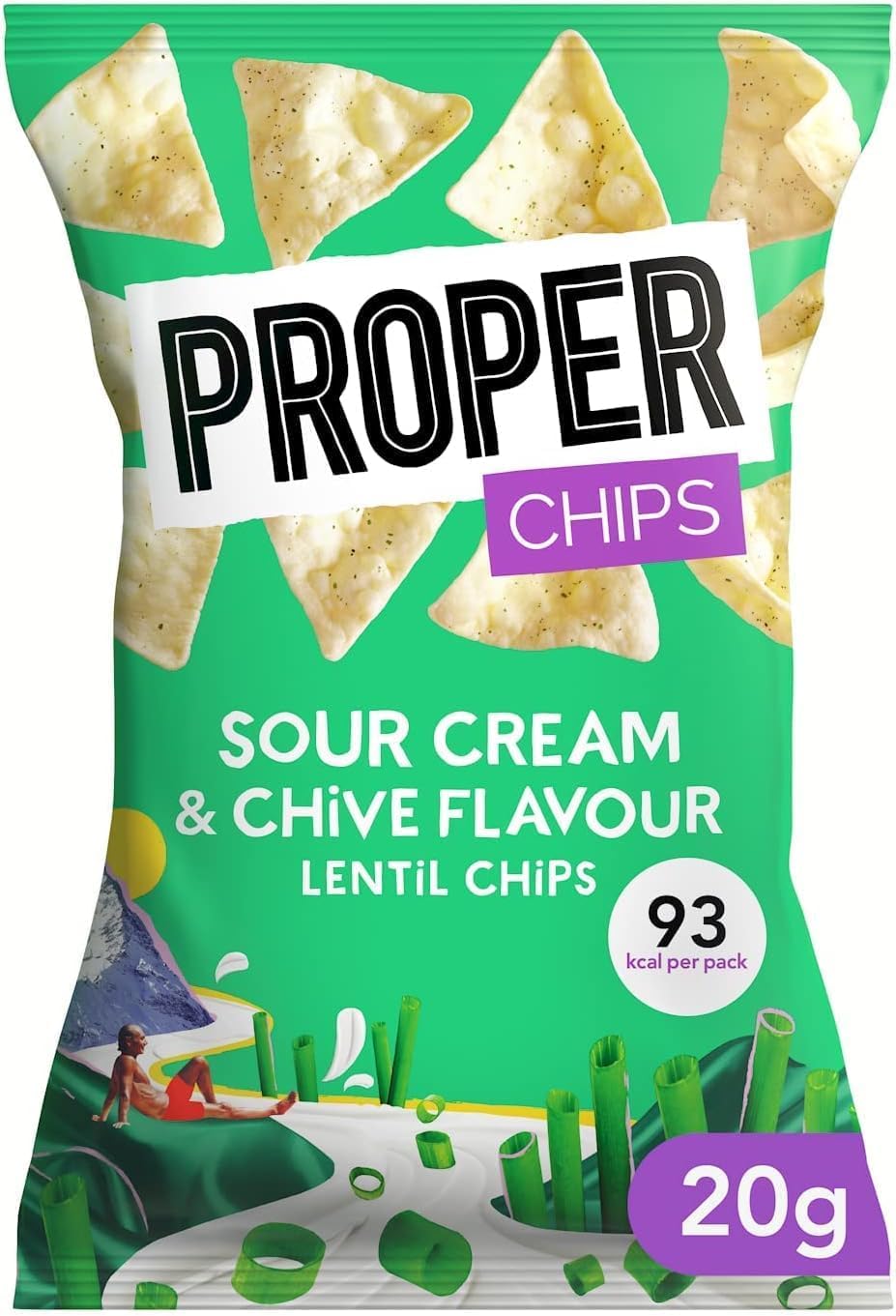 Proper Chips Sour Cream & Chive - Gluten Free & Vegan 20g (Box Of 24)