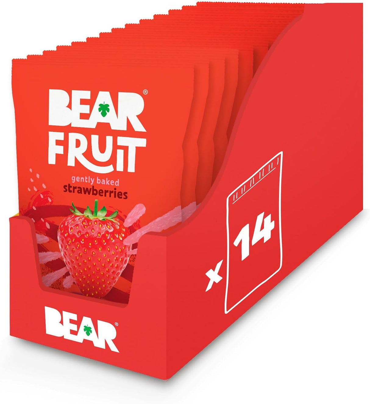 BEAR Fruit Dried Strawberry Packs - Gently Baked Fruit - Healthy - Vegan - 35g (Box of 14)