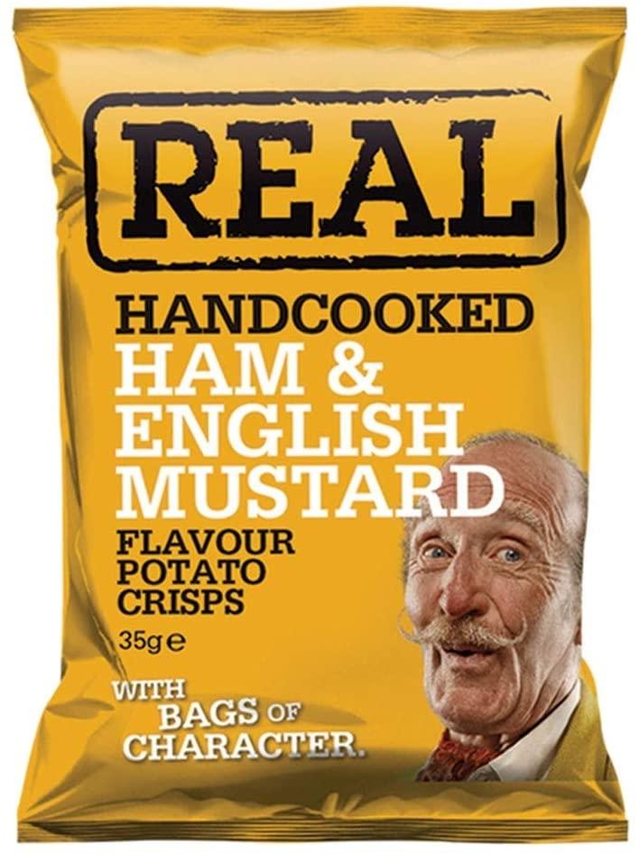 Real Crisps: Ham & English Mustard - 24x 35g - Vending Superstore