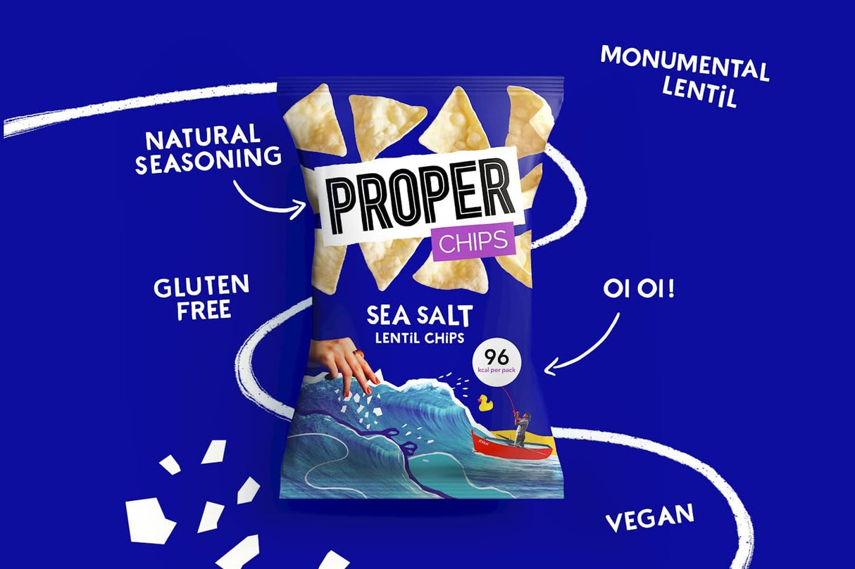 Proper Chips Lentil Sea Salted - Gluten Free & Vegan 20g (Box Of 24)