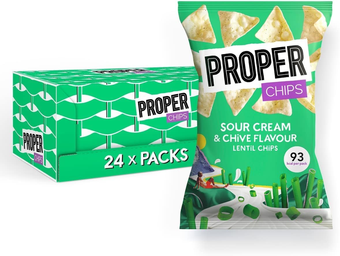 Proper Chips Sour Cream & Chive - Gluten Free & Vegan 20g (Box Of 24)