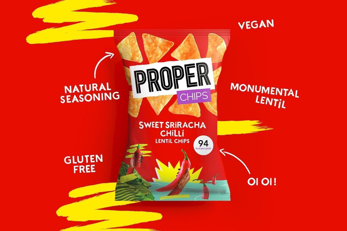 Proper Chips Sweet Sriracha & Chilli - Gluten Free & Vegan 20g (Box Of 24)