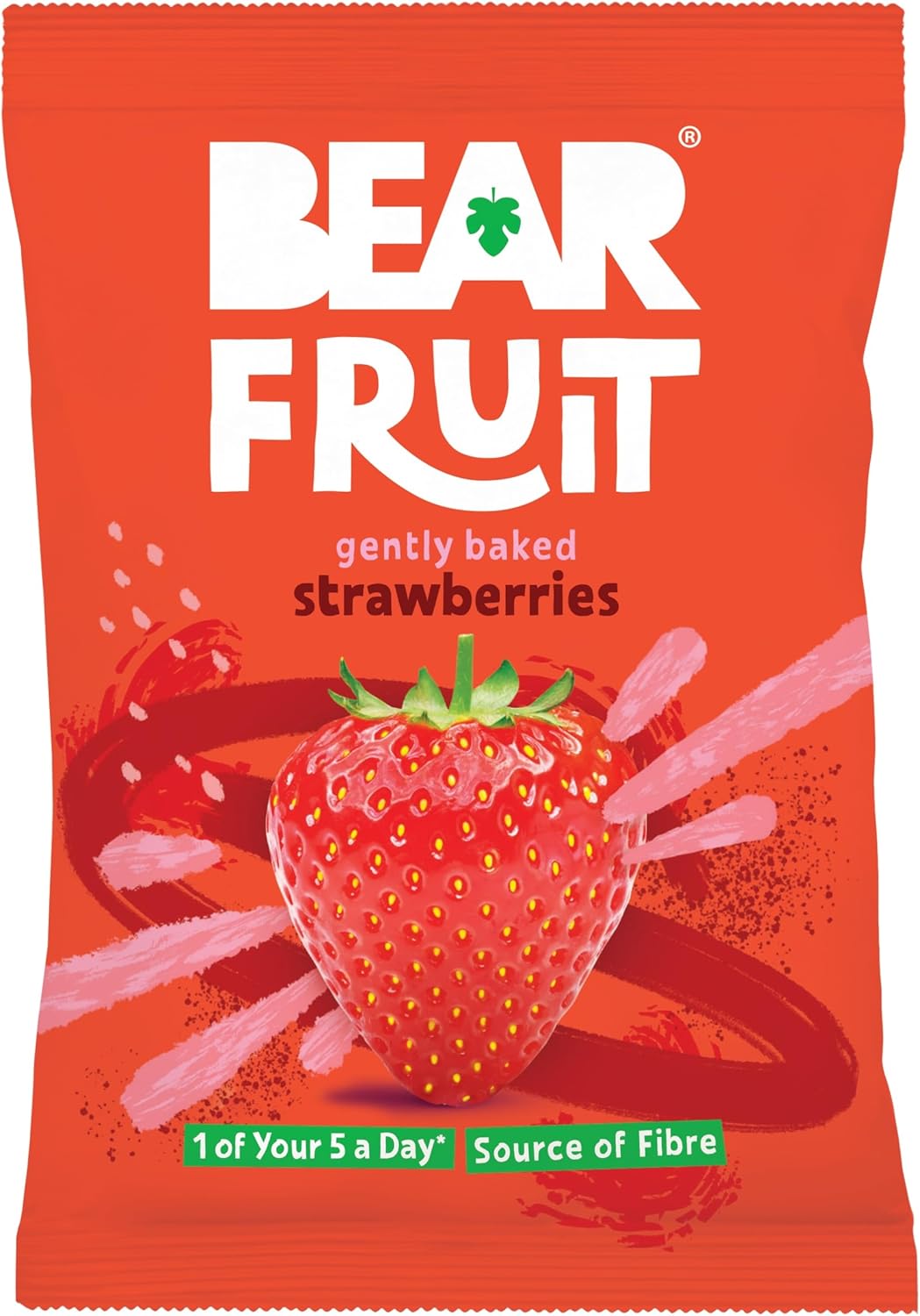 BEAR Fruit Dried Strawberry Packs - Gently Baked Fruit - Healthy - Vegan - 35g (Box of 14)
