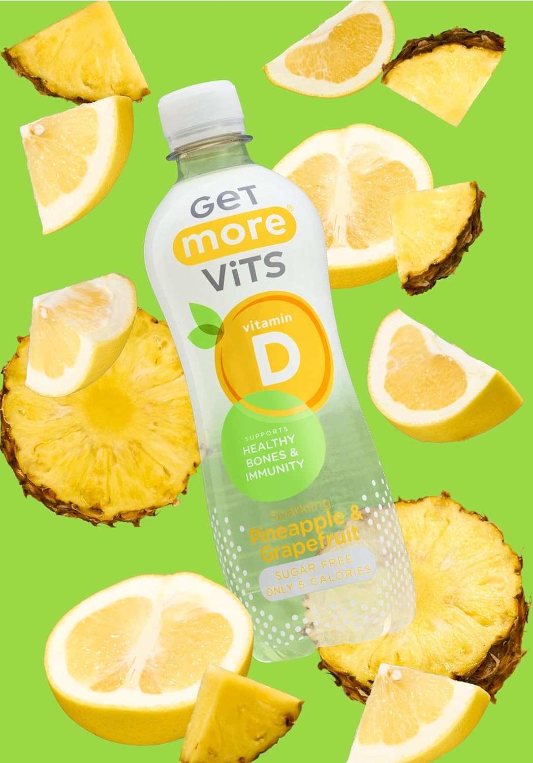 Get More Vits - Vitamin D Pineapple & Grapefruit Sparkling Drink 500ml (12 Pack)
