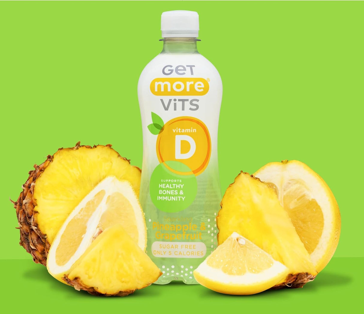 Get More Vits - Vitamin D Pineapple & Grapefruit Sparkling Drink 500ml (12 Pack)