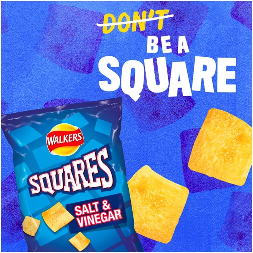Walkers Squares Salt & Vinegar Crisps 27.5g (Box of 32)