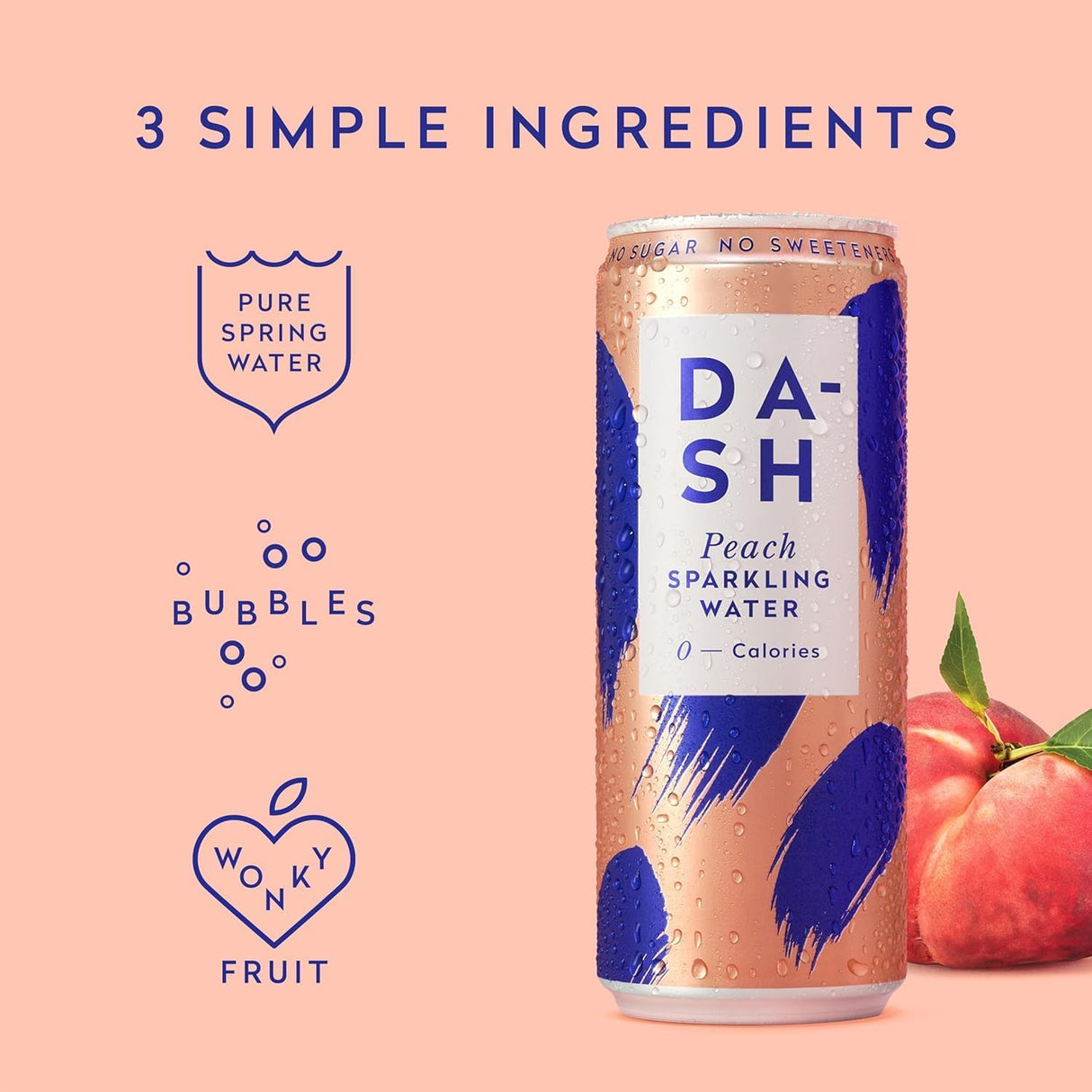 Dash Water Sparkling Peach 330ml (Pack of 12)