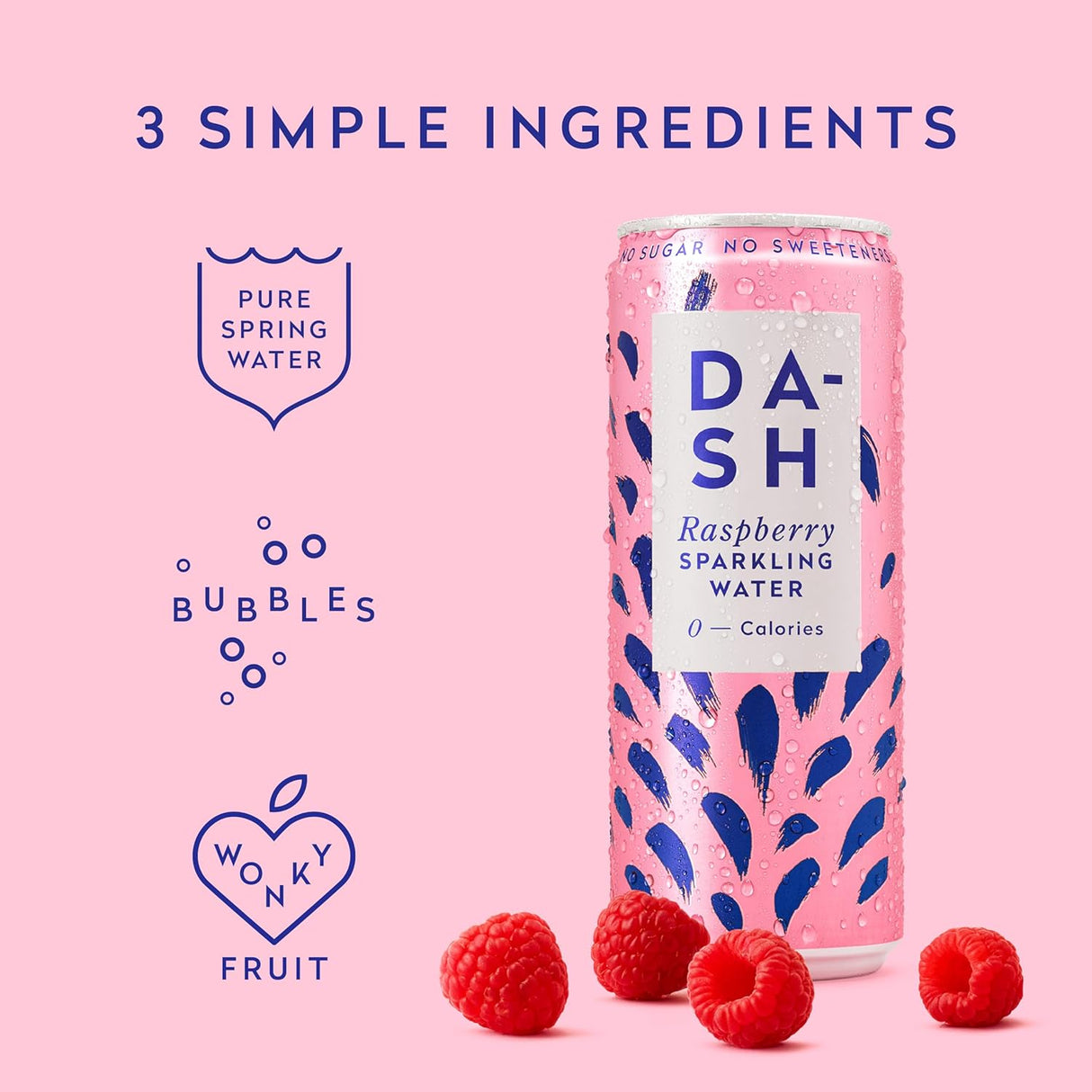 Dash Water Sparkling Raspberry 330ml (Pack of 12)