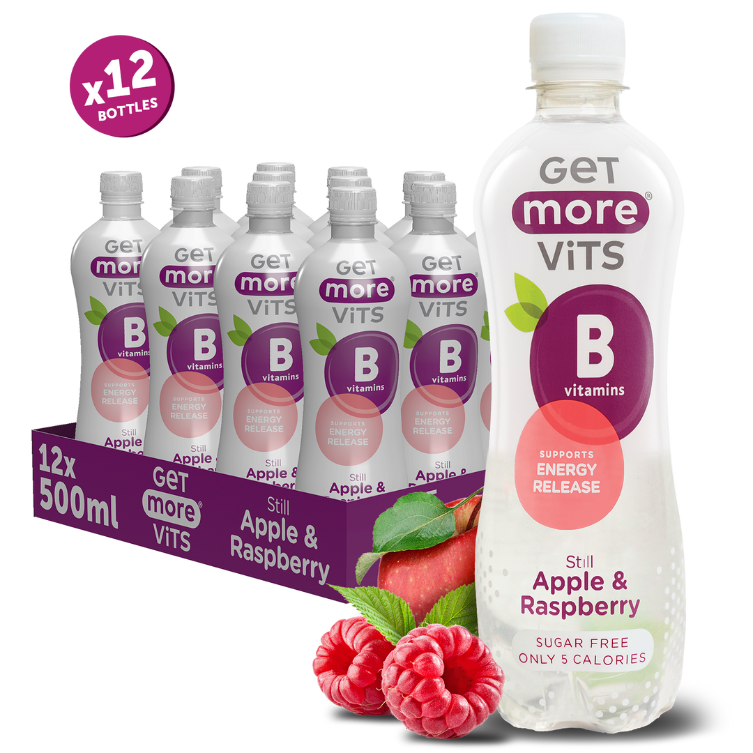 Get More Vits - Vitamin B Still Apple & Raspberry 500ml (12 Pack)