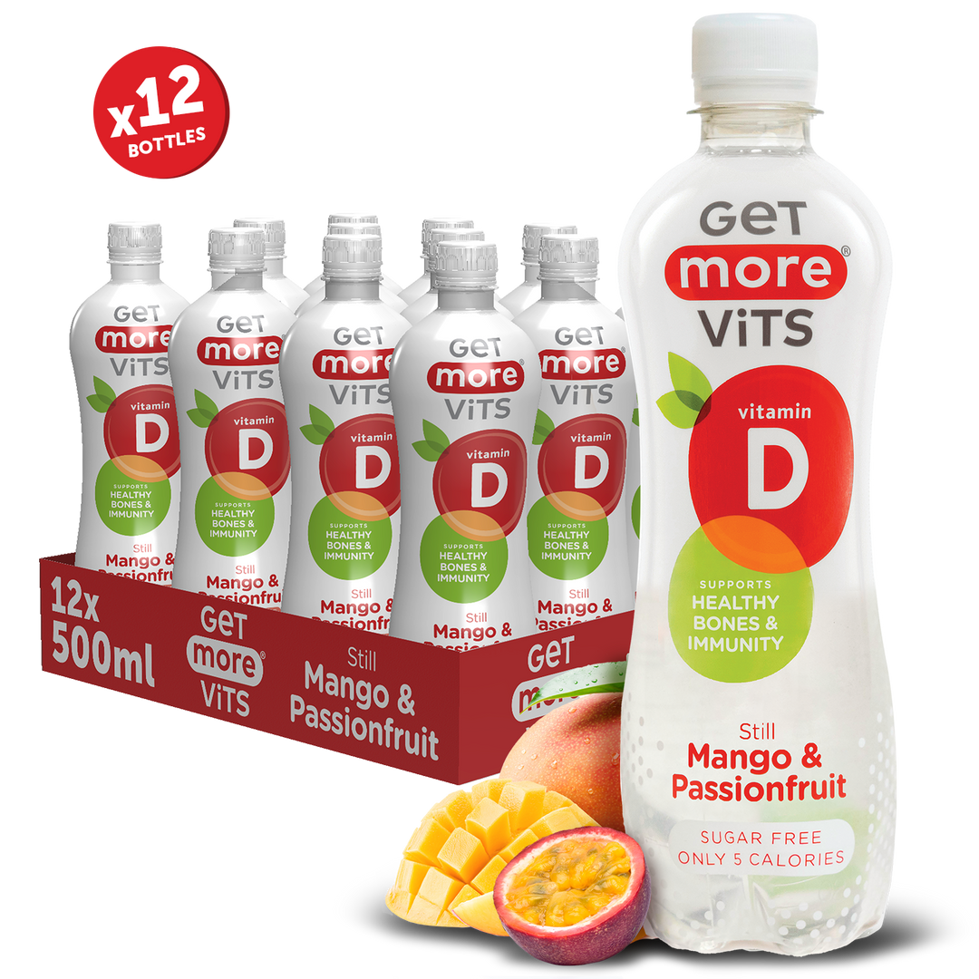 Get More Vits - Vitamin D Still Mango & Passionfruit 500ml (12 Pack)