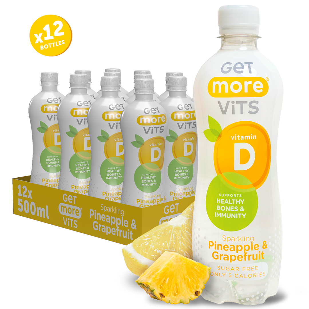 Get More Vits - Vitamin D Pineapple & Grapefruit Sparkling Drink 500ml (12 Pack)