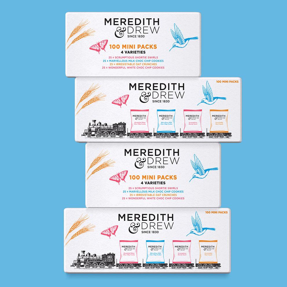 Meredith & Drew: Individually Wrapped Biscuit Portion Packs Twin Packs 4 Varieties - 100 Packs Of 2 - Vending Superstore