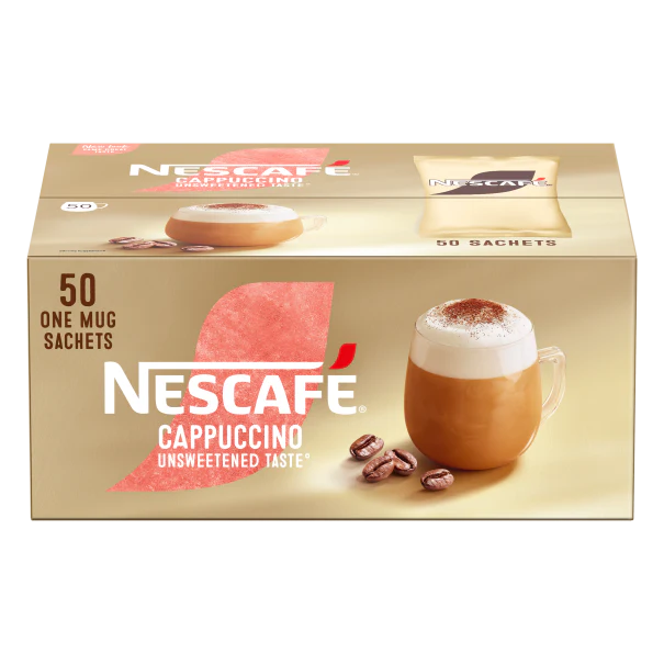 Nescafe Cappuccino Unsweetened Taste: Individual Coffee Stick Portions - (Box of 50)