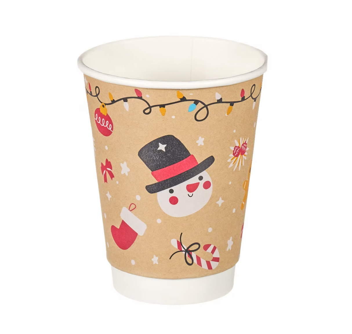 12oz Double Wall Aqueous Lined Compostable Christmas Coffee Takeaway Cups - Festive Design (Box of 500) (Code: XQ04133XM)
