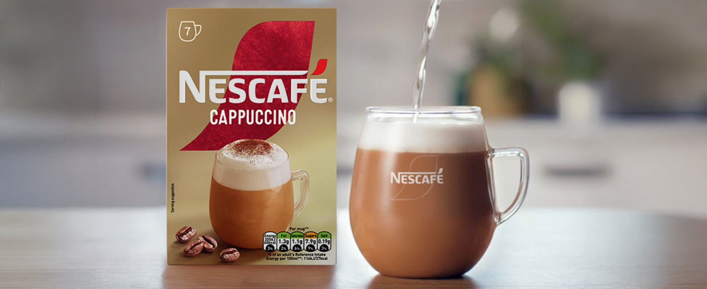Nescafe Cappuccino Instant Coffee Sachets - Pack of 7