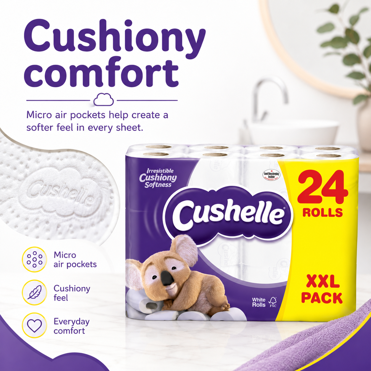 Cushelle Toilet Rolls – 24 Pack