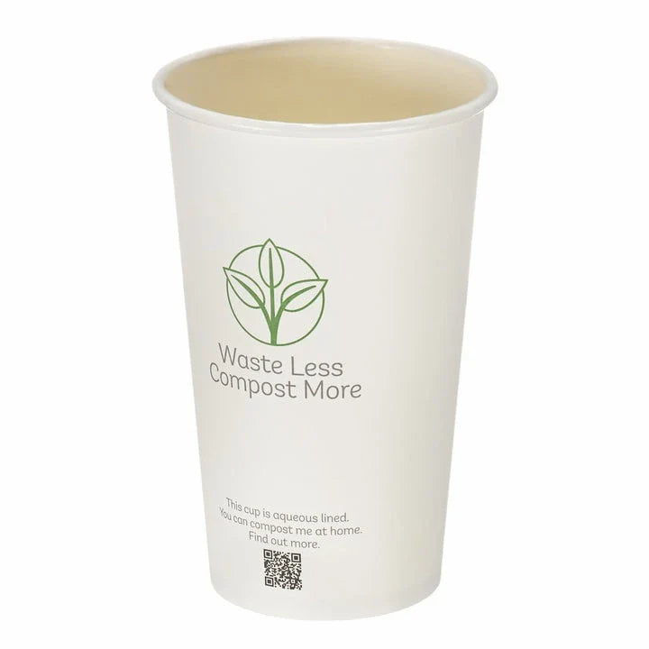16oz White Double Wall Takeaway Coffee Cups - Aqueous Lined - Case of 500