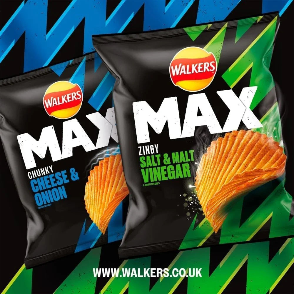 Walkers Max Zingy Salt & Malt Vinegar Crisps 42.5g (Box of 24)