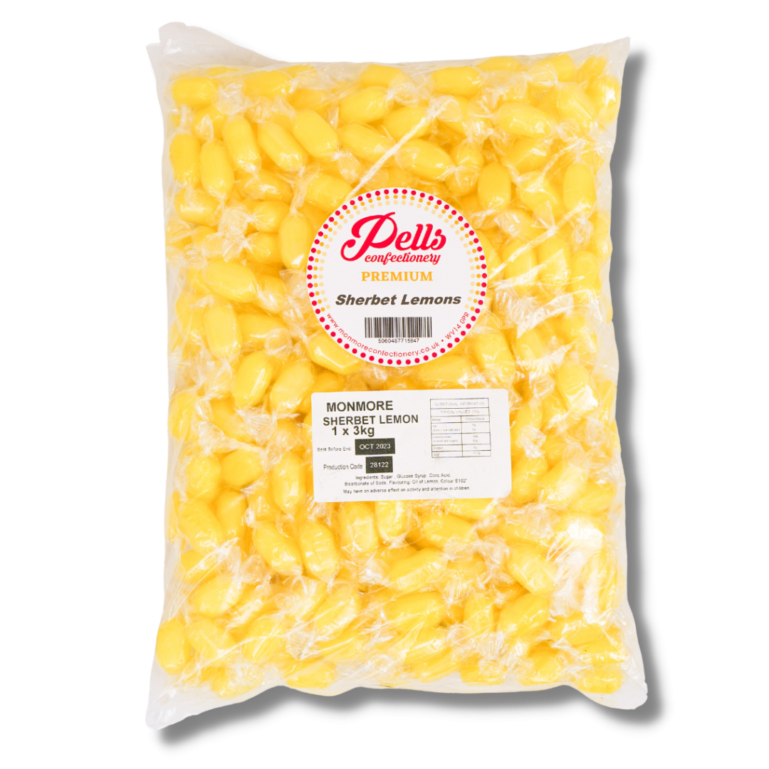 Pells PREMIUM Lemon Sherbet Bulk Bag 3kg (Individually Wrapped Sweets)