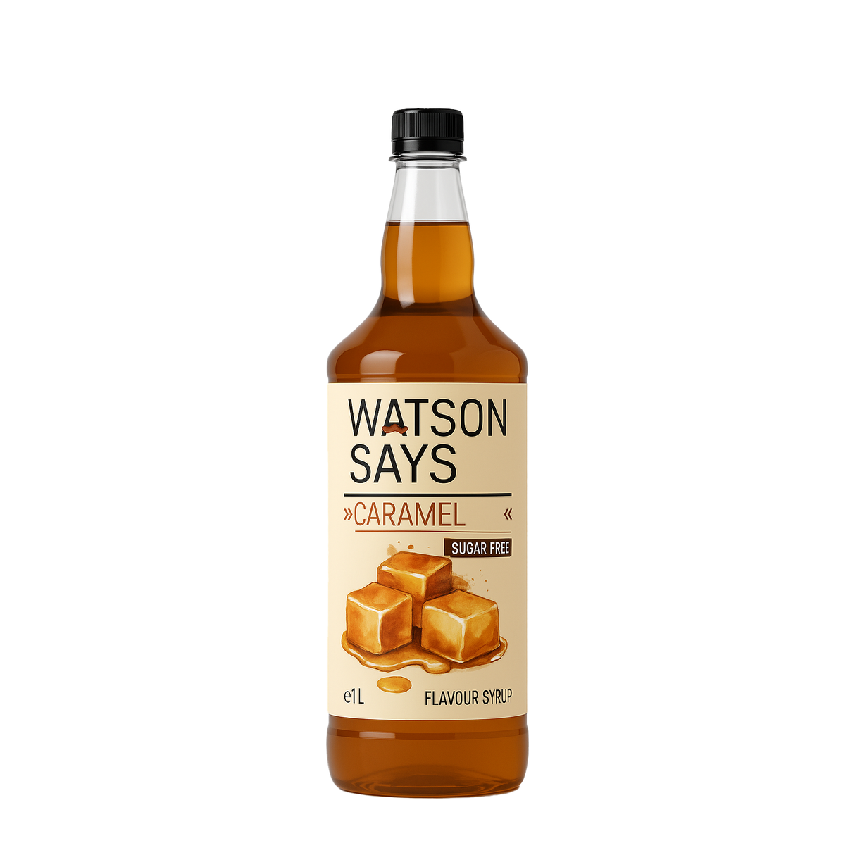 Watson Says: Sugar Free Caramel Coffee & Beverage Syrup - 1 Litre Plastic Bottle