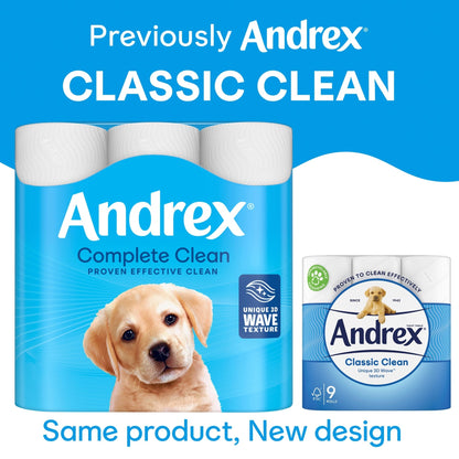Andrex Complete Clean Toilet Tissue 9 Rolls