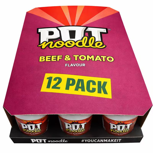 Pot Noodle Beef & Tomato Instant Noodles – 90g – Pack of 12