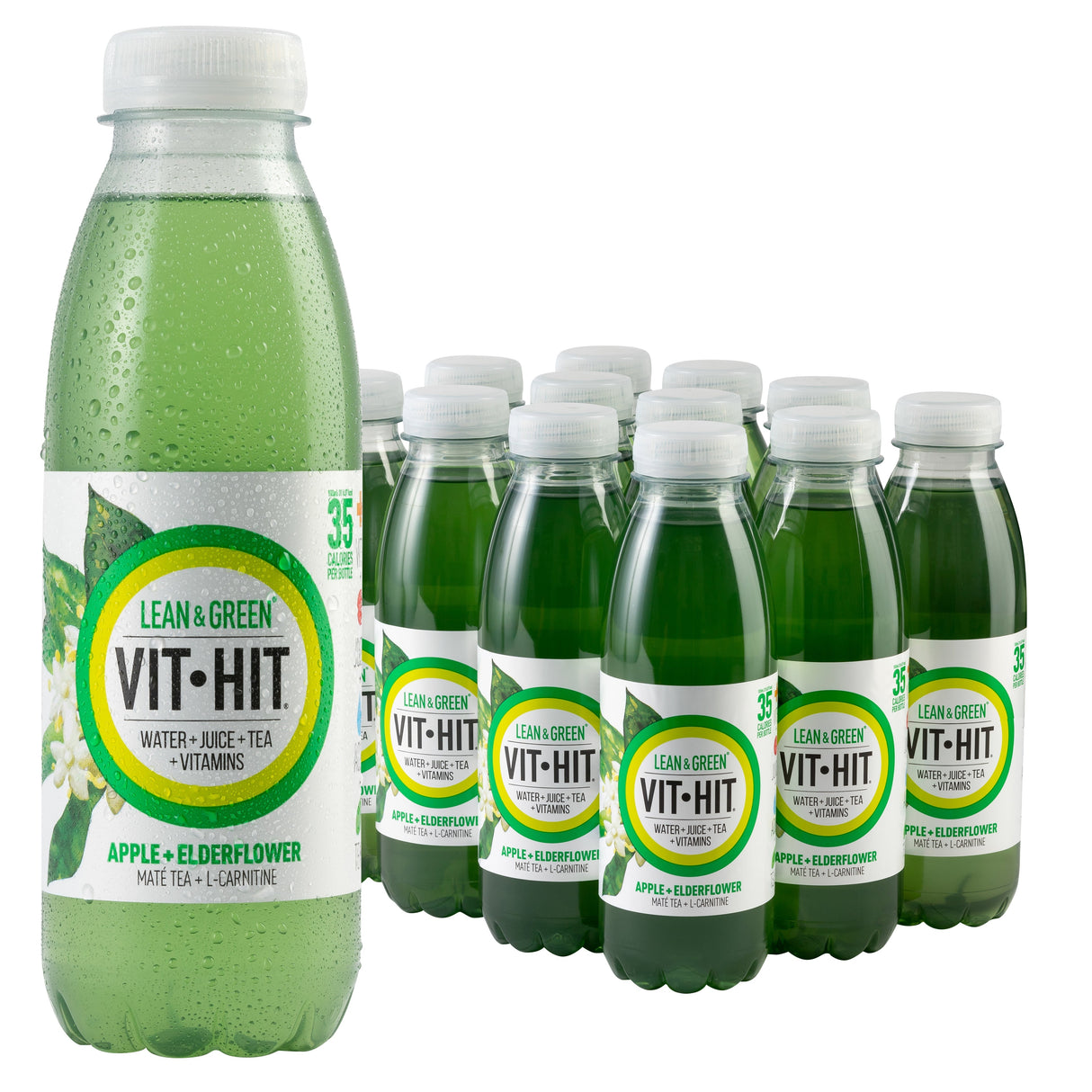 Vit-Hit Lean & Green: Apple+Elderflower - 500ml (Pack of 12)