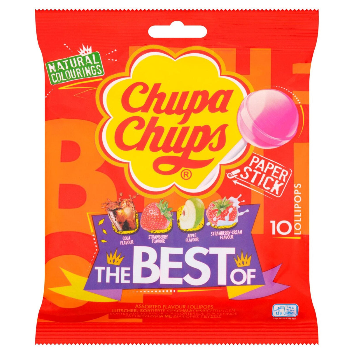 Chupa Chups Lollipops Best of Flavours Bag - 120g  Sweet Bags (Pack of 12)