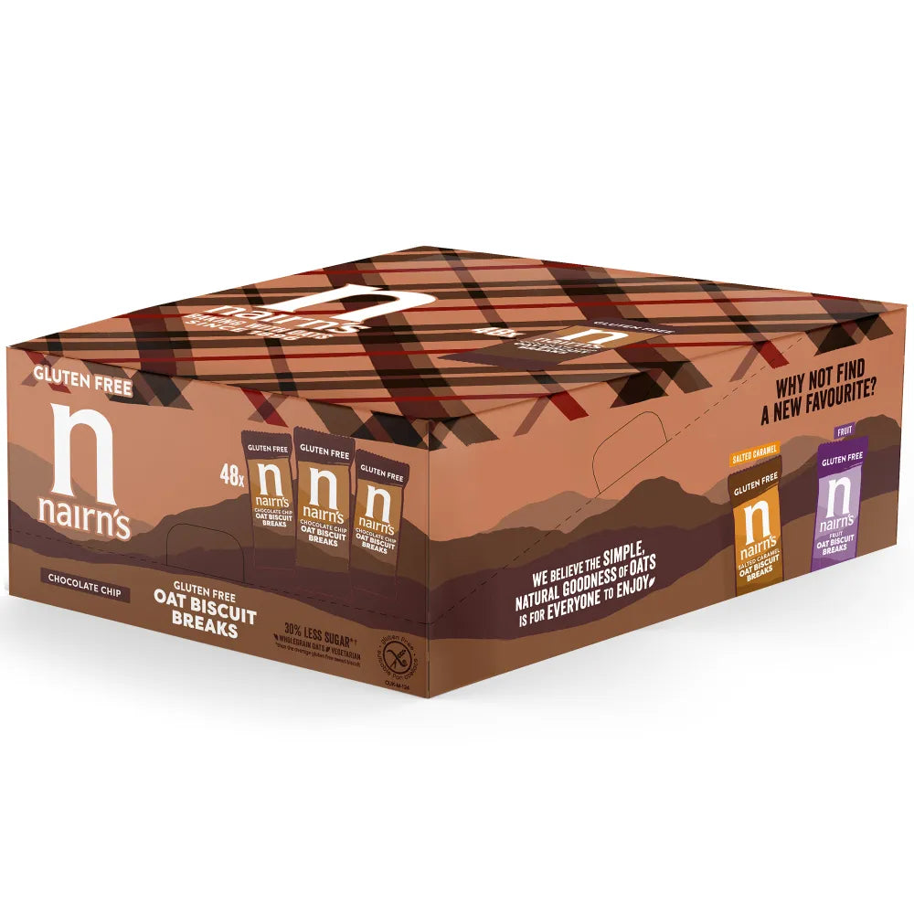 Nairn's Gluten Free Chocolate Chip Biscuit Breaks - 3 Per Pack 30g (Box of 48)