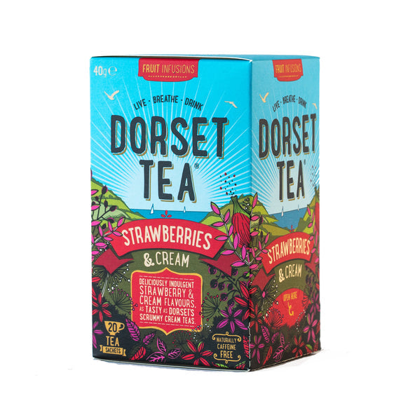 Dorset Tea Strawberries & Cream Individually Wrapped Envelope Tea Bags – 20 Pack