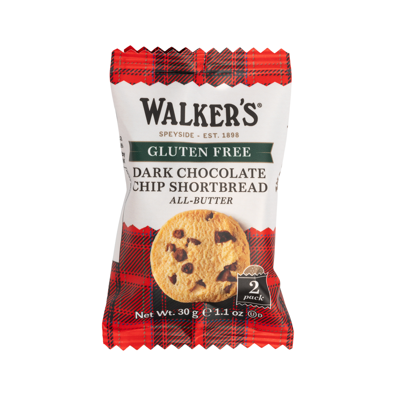Walkers Gluten Free Chocolate Chip Shortbread - Individually Wrapped Twin Packs 30g (Box of 60)