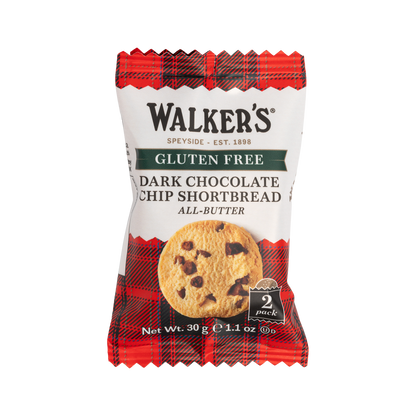 Walkers Gluten Free Chocolate Chip Shortbread - Individually Wrapped Twin Packs 30g (Box of 60)