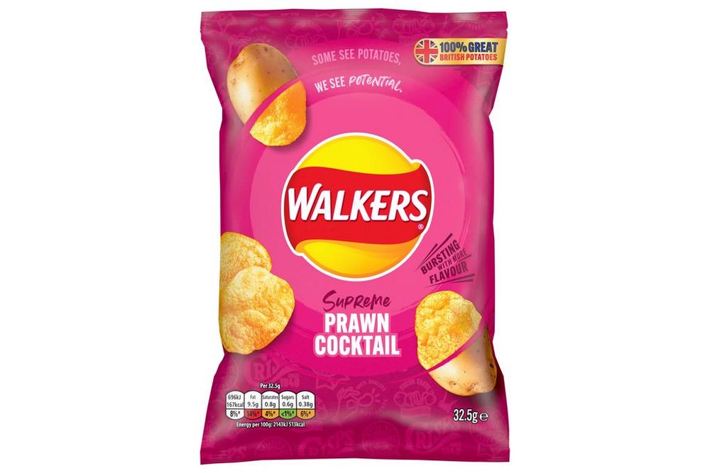 Walkers Prawn Cocktail Crisps 32.5g - Box of 32