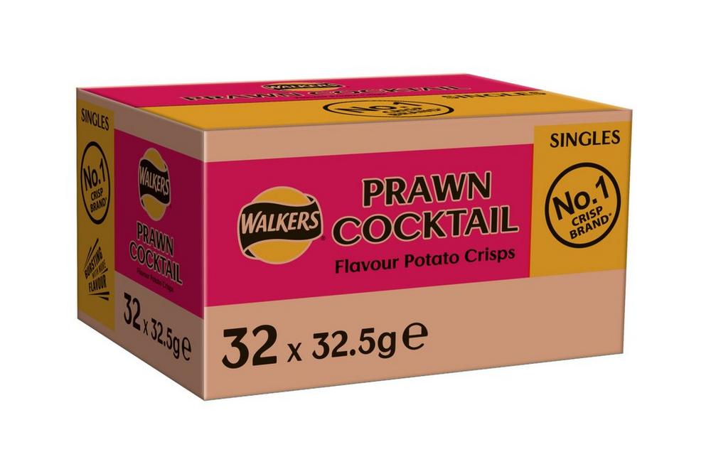 Walkers Prawn Cocktail Crisps 32.5g - Box of 32