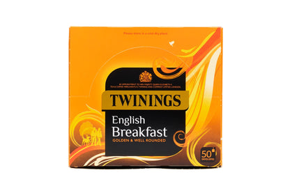Twinings English Breakfast Individually Wrapped Envelope Tea Bags – 50 Pack